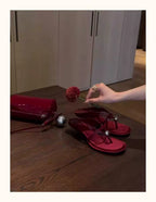 Metal Ball High Heel Flip-Flops Single Strap Mid-Heel Sandals Outerwear Women's Shoes Sandalias Mujer