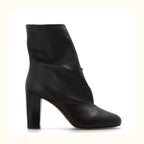 Women's Black Leather Ankle Boots, Lace-up Detail, Chunky Heel, Loose Fit, Stylish Casual, Autumn/Winter Fashion