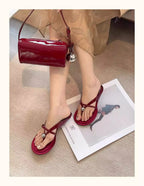 Metal Ball High Heel Flip-Flops Single Strap Mid-Heel Sandals Outerwear Women's Shoes Sandalias Mujer